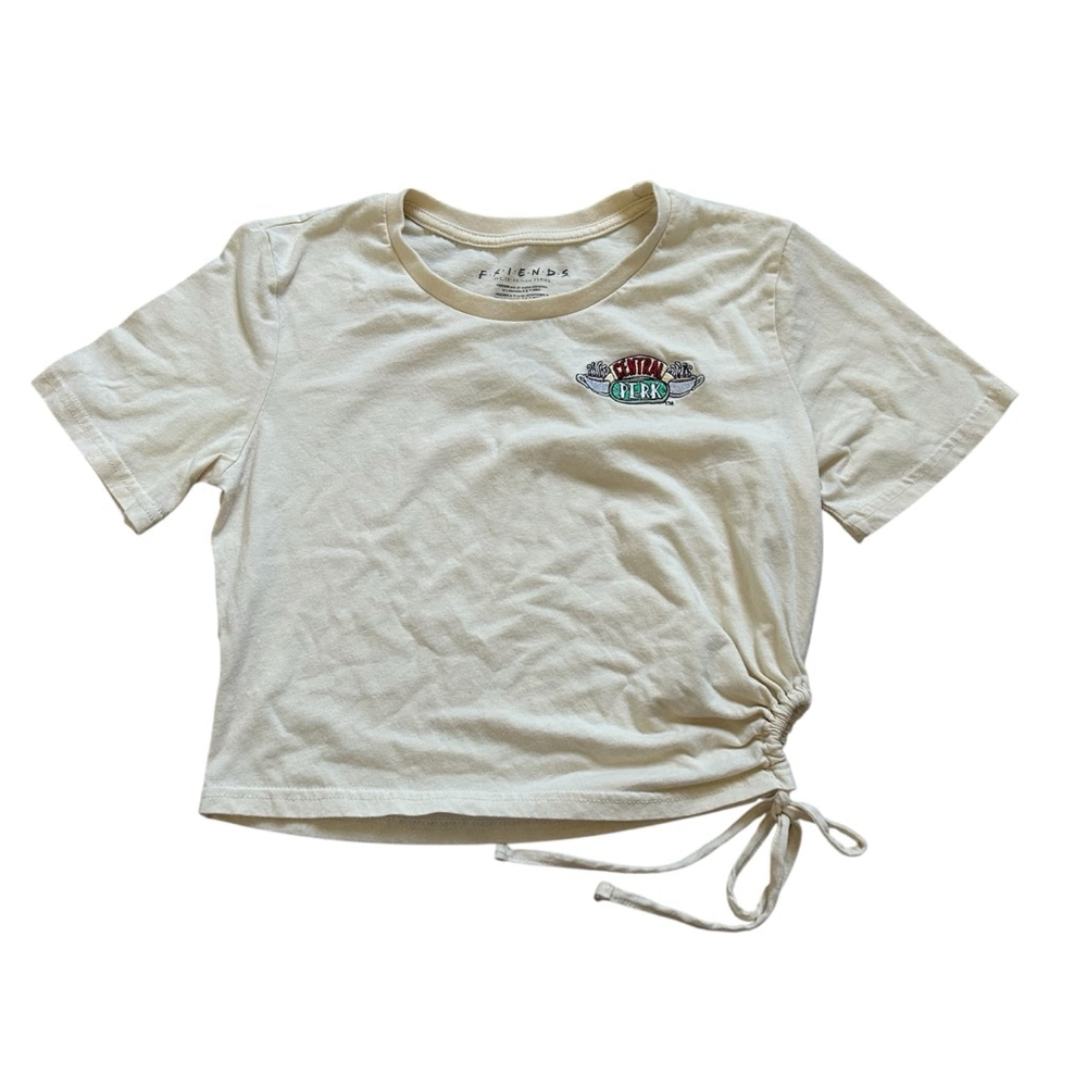 FRIENDS The T.V. Series Cream Crop Top, side tie Cotton Blend Size Small